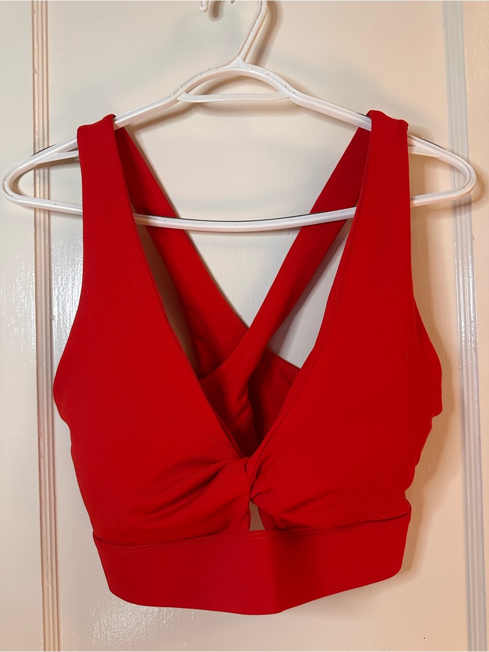Fabletics Red Twist-Front Sports Bra